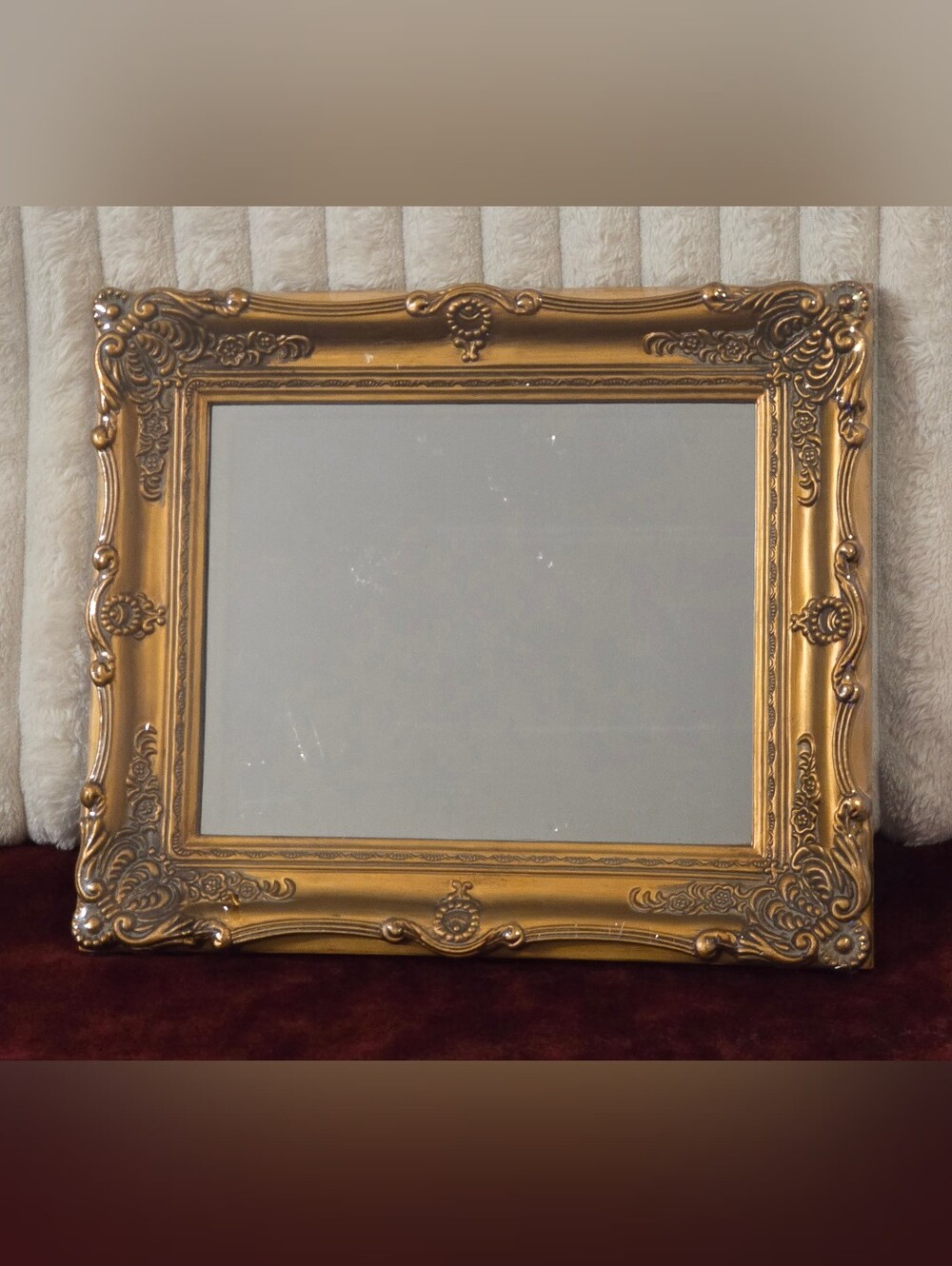 New Gold Ornate Baroque Wall Mirror- Small Rectangle Vintage Style Accent Mirror